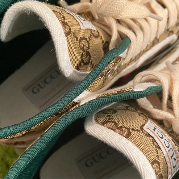 🟩🟥🟩 Gucci High-Top Tennis 77’ Shoes! WOW 🔥! Men sz 7.5 - Picture 11 of 14